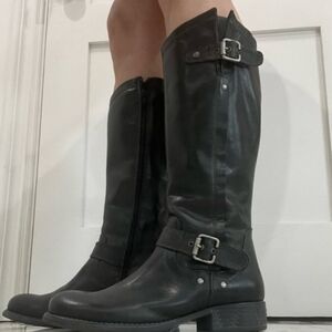 Eric Michaels Montana Tall Leather Boot, Adjustable Buckle At Calf, Euro 40,US 9